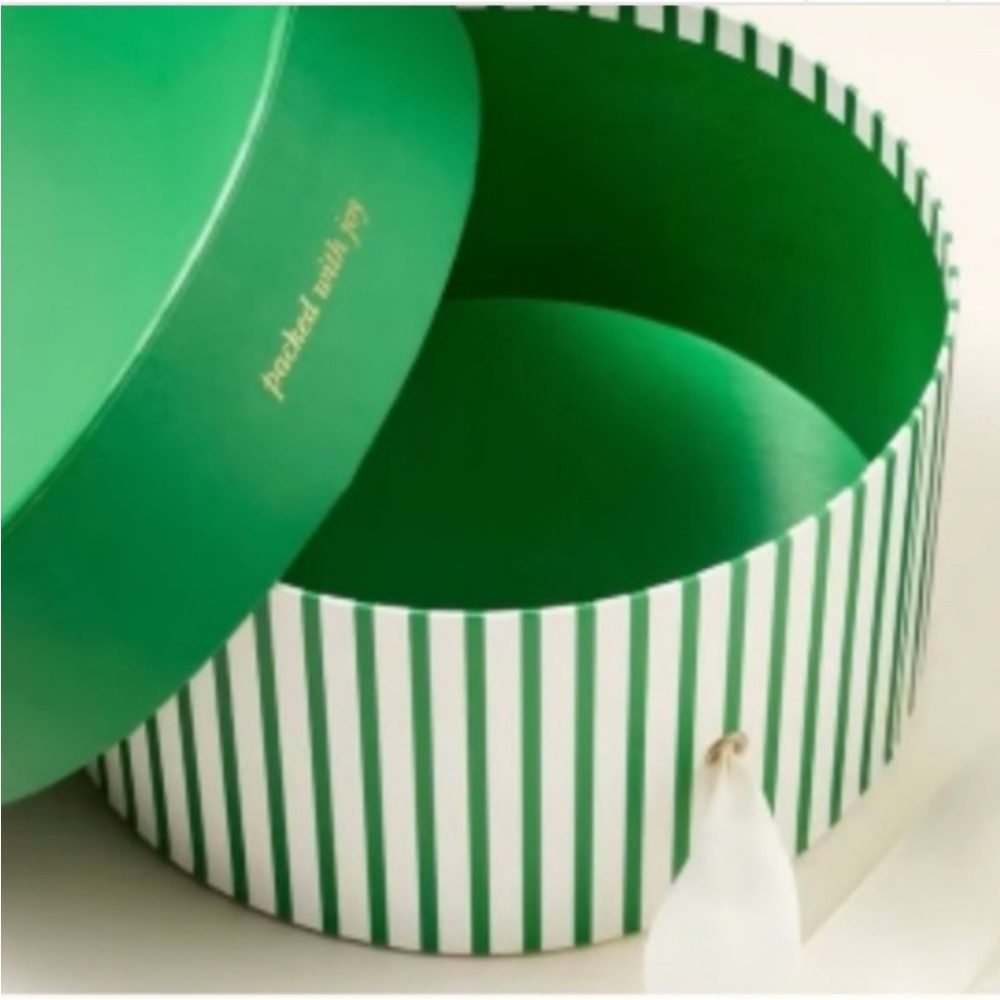 Kate Spade x Target Round Gift Box Set of 2 Green Stripe Classic Rose Hat Box - Picture 4 of 6